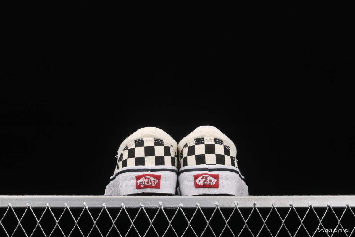 Vans Asher black and white checkerboard plaid Loafers Shoes retro low upper canvas casual shoes VN000SEQIPD