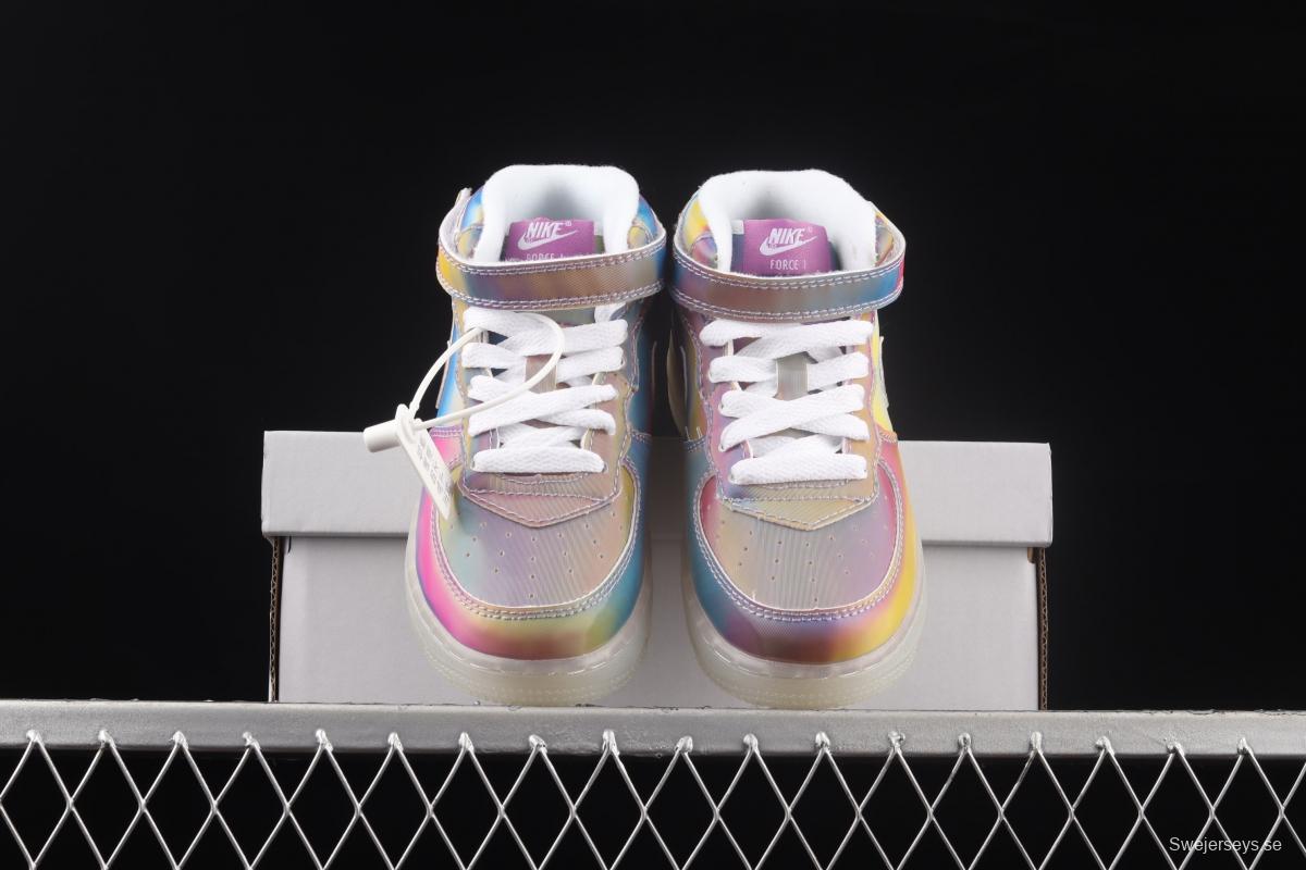 NIKE Air Force 1: 07 Mid WB dazzling ribbon lamp state size Kids 314197-8600