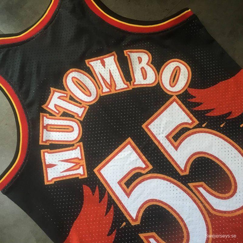 Men's Dikembe Mutombo Black And Red Retro Classic Team Jersey