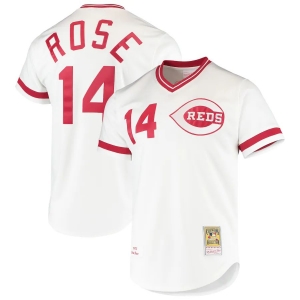 Men's Pete Rose White Cooperstown Collection Throwback Jersey