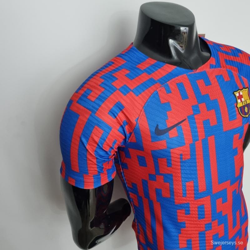 22/23 Barcelona Player Version Pre-match Jersey Red and Blue