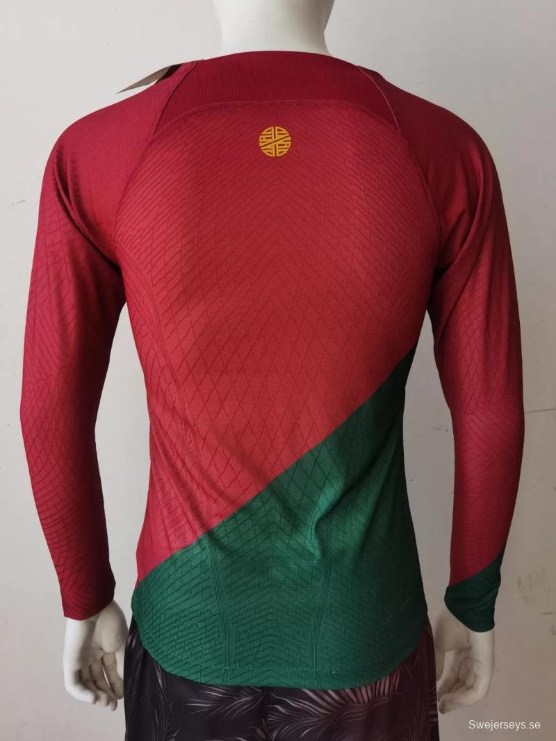 Player Version 2022 Portugal Home Long Sleeve Jersey