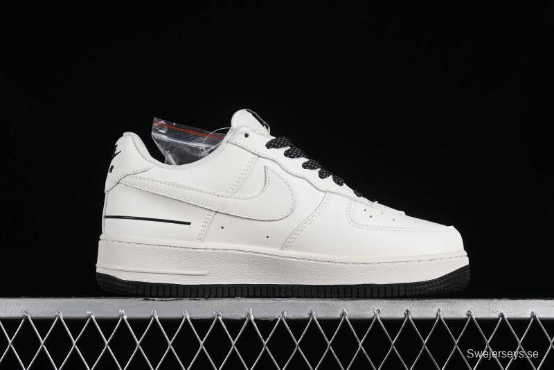 Nike Air Force 1'07 Low Beige and Black Stars Casual Sneakers