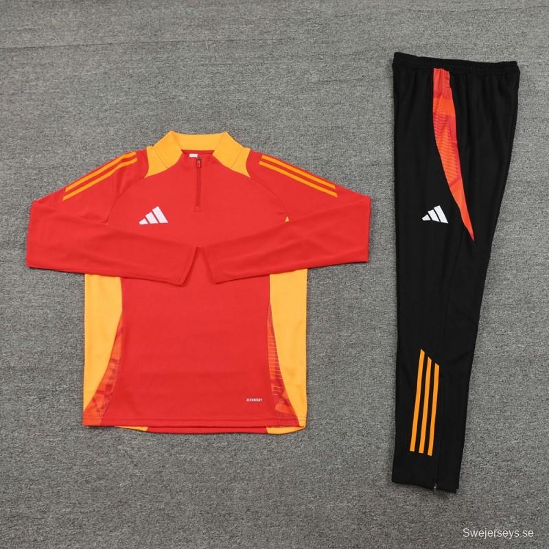 2024 Adidas Red/Yellow Half Zipper Jacket +Long Pants