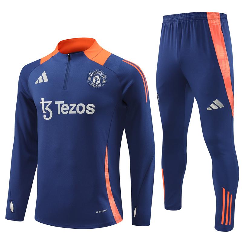 24/25 Manchester United Navy Half Zipper Jacket+Long Pants