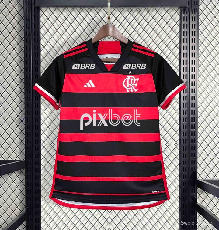 24/25 Women Flamengo Home Jersey With All Sponsor